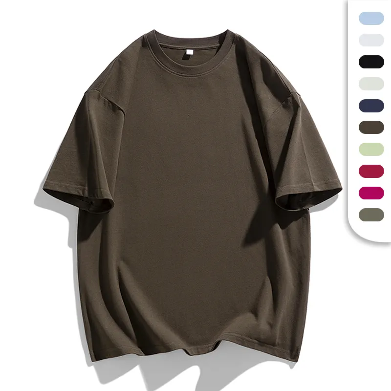 Camiseta de algodão unissex com logotipo personalizado, camiseta de manga curta 250g com desenho básico, preço de atacado, camiseta lisa de verão em branco