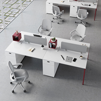 Chaise de bureau minimaliste de luxe léger, combinaison moderne, table de personnel blanche 2-4 places avec fonction de rangement et gestion des câbles