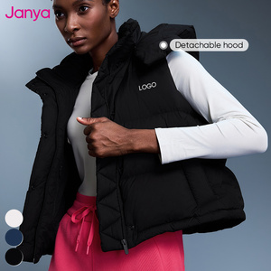 Janya-Veste d'hiver légère coupe-vent pour <span class=keywords><strong>femme</strong></span>, col montant, courte à <span class=keywords><strong>capuche</strong></span>, sans manches, imperméable, 90% - Product Image 1