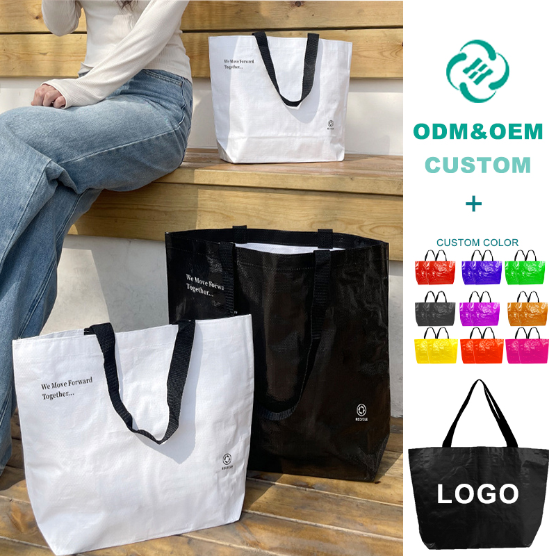 Eco-Friendly Reusable Grocery Shopping Tote Bag Custom Logo Printed PP Woven Laminated Bags