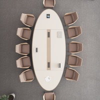 Ensemble de table de conférence commerciale de luxe en MDF mélaminé MFC - Forme ovale - 12 places - Design moderne minimaliste laqué respectueux de l'environnement