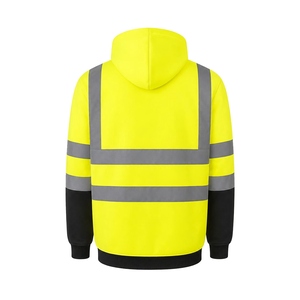 ZUJA Material ecológico Sudaderas con capucha de seguridad vial <span class=keywords><strong>Chaqueta</strong></span> de lana cálida Hi Vis Sudaderas con capucha reflectantes para hombres - Product Image 4