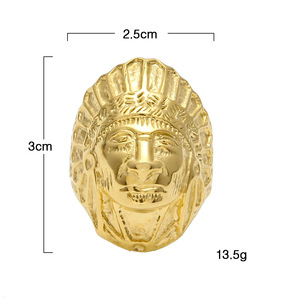 Pria Stainless Steel Cincin Hip Hop Punk Emas Maya Kuno Suku Indian Chief Cincin Fashion Perhiasan Logam Ukuran 7-12 - Product Image 6