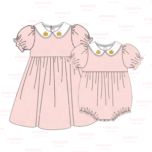 Fancy Baby Girls <span class=keywords><strong>zucca</strong></span> Smocked Dress per bambini bambino di Halloween nodo francese set di abbigliamento personalizzato all'ingrosso abiti autunnali per bambini - Product Image 5