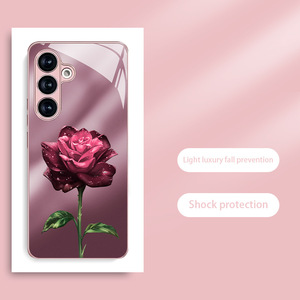 Cover per Cellulare in Vetro Temperato e TPU con Stampa di Rose <span class=keywords><strong>Rosa</strong></span> per Samsung Galaxy S8 S9 S10 S20 S21 <span class=keywords><strong>S22</strong></span> S23 S24 S25 S26 - Product Image 2