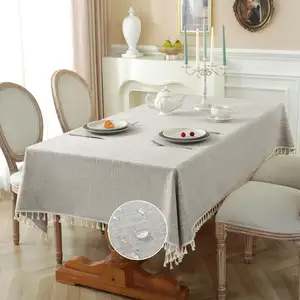 Dekoratif düğün masa örtüleri Nordic tığ Polyester kumaş boyama düz renk masa örtüleri