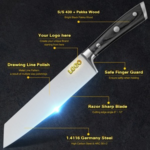 Cuchillo kiritsuke de acero alemán de alto carbono 50% de 8 pulgadas con mango de madera negra, 1,4116 de descuento en puntos de venta - Product Image 2
