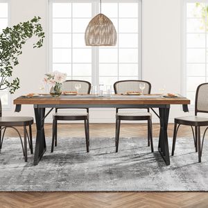 Meubles de <span class=keywords><strong>salle</strong></span> à <span class=keywords><strong>manger</strong></span> Pieds en bois et métal robustes pour table à <span class=keywords><strong>manger</strong></span> Ensemble de chaises rectangulaires pour <span class=keywords><strong>6</strong></span> <span class=keywords><strong>personnes</strong></span> - Product Image 2