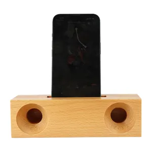 Nieuw Product Draagbare Hout Mobiele Luidsprekerversterker Muziek Mini Houten Luidspreker Mobiele Telefoon Houder