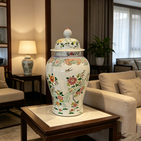 Pot en porcelaine Famille Rose de Jingdezhen, 72 cm de haut, motif floral pivoine et hirondelle, pot à gingembre en céramique