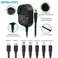 Adaptateur secteur 12v Ac/dc 2a Alimentation universelle 12V2A avec prises interchangeables