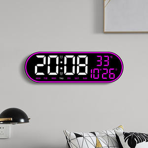 Horloge murale LED numérique personnalisée reloj <span class=keywords><strong>de</strong></span> pared <span class=keywords><strong>calendrier</strong></span> <span class=keywords><strong>de</strong></span> température luxueux multicolore horloge numérique LED intelligente pour salon - Product Image 1