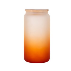 Vaso de Vidrio Degradado con Tapa de Bambú y Pajita, 20oz, Reutilizable para Bebidas - Product Image 2