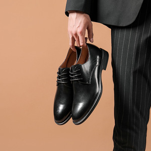 Nouvelle collection printemps : Chaussures en cuir pour hommes, formelles et décontractées, tendance, à bout large, style britannique, chaussures de gentleman - Product Image 6