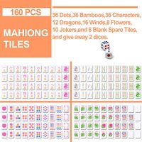 Ensemble complet de Mahjong américain avec 4 poussoirs de tuiles colorés, tapis de jeu, dés, jetons et sac de transport MAHJ