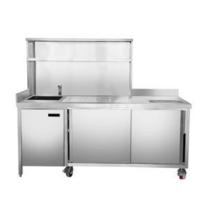 Comptoir de préparation de thé au lait en acier inoxydable Hippieck, table de travail, comptoir à shaker pour boutique de boissons - Product Image 2