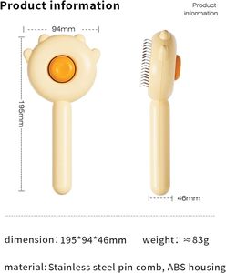 <b>Pet</b> Comb Cat Needle Comb Dog Comb 140 to Remove Floating Hair <b>Pet</b> <b>Brush</b> <b>Pet</b> Hair Remover Cat Supplies Grooming Accessories - Product Image 2
