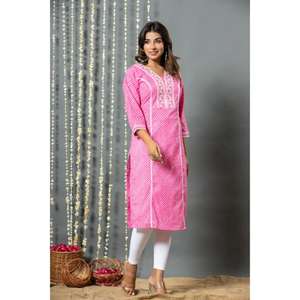 Elegante Ropa Étnica de algodón Kurta Set disponible en cantidad al por mayor para la exportación de la India Buena calidad Nuevo diseño Mujeres - Product Image 3