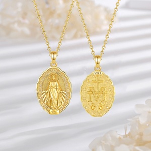 Joyería Católica Espiritual al <span class=keywords><strong>por</strong></span> Mayor, Medalla Religiosa, Amuleto de <span class=keywords><strong>Plata</strong></span> de Ley 925, Chapado en Oro de 18K, Colgante de la Virgen María para Mujer - Product Image 4