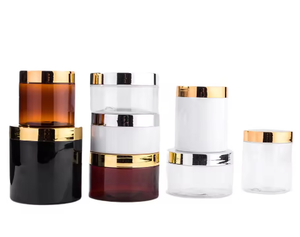 Pot en plastique à large ouverture vide avec couvercle doré brillant, autocollants personnalisés acceptés, 8 options de taille (25-1000 ml) - Product Image 5