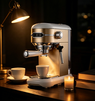 Machine à café expresso 3 en 1 avec pompe 15 bars, panneau de commande éclairé à une touche, réservoir d'eau transparent amovible de 1 L ST-695