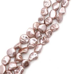 Mauve Baroque Pearl Strand <b>Silver</b> Coated Nugget Faux Pearl <b>Beads</b> 15x20mm - Product Image 1