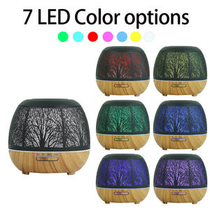 Diffuseur d'arômes et humidificateur 400 ml à ultrasons pour huiles essentielles, design grain de bois, motif branche forestière, appareil lumineux pour la maison - Product Image 4