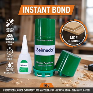 Colla per MDF ad alte prestazioni da 100 ml, super adesivo istantaneo con spray attivatore per carpenteria e giunzioni a mitra in legno - Product Image 1