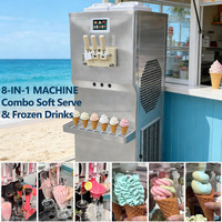 Prix usine Machine à glace molle 8 programmes 3 saveurs, machine à boissons glacées combinée, machine à yaourt et milkshake, dépôt