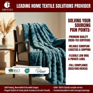 Couverture <span class=keywords><strong>en</strong></span> <span class=keywords><strong>fausse</strong></span> <span class=keywords><strong>fourrure</strong></span> décorée de tricot à carreaux ananas <span class=keywords><strong>en</strong></span> polyester 100% couleur unie Orvetex avec flanelle, idéale pour les canapés de bureau - Product Image 2
