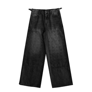 Jeans Vintage Americani di Alta Qualità, Pantaloni Lunghi Dritti da Donna, Jeans <span class=keywords><strong>Boyfriend</strong></span> con Stampa in Rilievo - Product Image 5