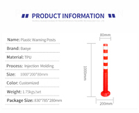 Poteau de signalisation flexible en PU noir, poteau de signalisation routière, poteau réfléchissant, poteau résistant aux impacts, séparateur de voie, colonne en plastique et caoutchouc