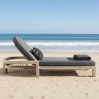 Ensemble de chaises longues en teck avec coussin - Mobilier d'extérieur moderne pour cour et jardin