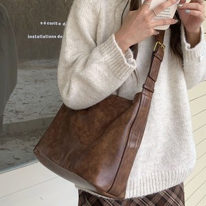 Brown Tote Bag Horizontal <b>Square</b> Solid Color Zipper Closure Everyday Outfits Korean Style Shoulder Crossbody Bag H8926 - Product Image 2