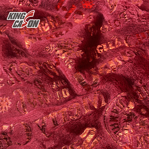 KINGCASON Fabric Supplier 100 Polyester Soft Comfortable Monogram Foil Stamping Flannel Fleece Fabric for Home Textiles - Product Image 5
