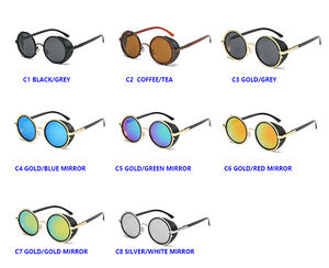 نظارات شمسية معدنية دائرية بتصميم عتيق وطراز ستيمبانك للرجال - Product Image 6