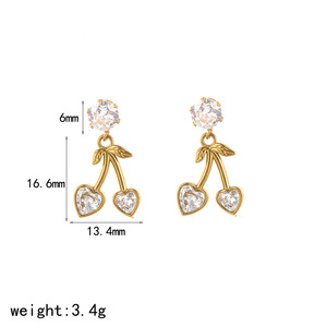 Collier en acier inoxydable avec pendentif cerise Li Quan, bijoux tendance pour femmes, chaîne de clavicule en zircon, ensemble de bijoux - Product Image 4