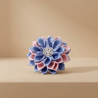 Broche Fleur en Alliage de Zinc avec Pétales en Ruban de Satin Rose Clair et Bleu, Inspirée de la Sororité Gamma Phi, pour Mariage