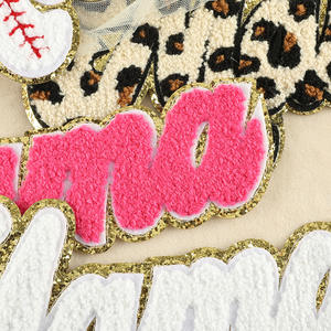 Shenglan fête des mères <span class=keywords><strong>MAMA</strong></span> nouveau Chenille serviette patchs amour fer sur brodé Applique Patch bricolage vêtements - Product Image 5