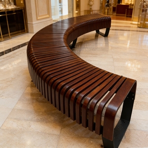 Muebles para Espacios Públicos Y870C, Banco Curvo con Listones, Escultura Artística para Centros Comerciales, Jardines, Resorts y Decoración de Paisajes - Product Image 4