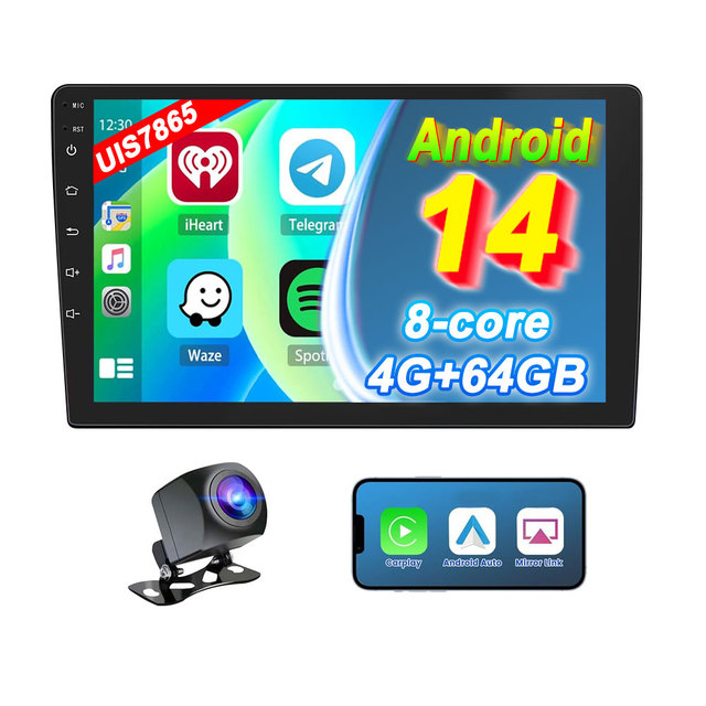 2 Din Android 14 Car Radio Wireless Carplay Android Auto 2.2GHz Octa Core 48 Band DSP Built-in 360 Camera Car Stereo