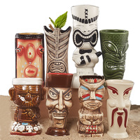 Tasse en céramique de style hawaïen créatif tasse de noix de coco en porcelaine personnalisée avec couvercle pour café thé eau bière usage domestique