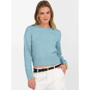 Women's Long Sleeve <b>Cropped</b> Crew Neck Sweater Light Weight Casual Autumn <b>Top</b> Anti Pilling - Product Image 2