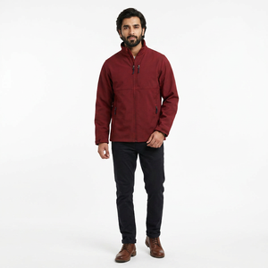 Chaqueta Softshell Roja para Hombre, Transpirable, Impermeable, con Cuello Alto Ajustable, Logotipo Personalizado OEM, Superventas - Product Image 1