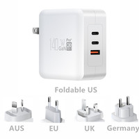 Accessoires pour ordinateurs portables en gros – Prise murale 140W 160W 3 ports Type-C USB-A PD GaN Super Chargeur Rapide pour États-Unis, Australie, Royaume-Uni, Corée, Inde