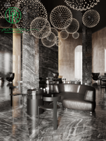 Comptoir de bar moderne en MDF avec étagères, présentoir à bouteilles, canapé et banquette d'entrée pour whisky et lounge