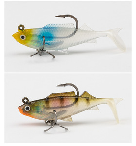 Confezione da 3 esche morbide galleggianti a coda a T con amo triplo per la pesca di persici e lucci in fiume e lago - Vendita all'ingrosso - Product Image 3