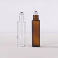 Flacon de parfum à bille en verre ambré transparent avec bouchon en bambou ODM, huile essentielle, bille en acier, 5 ml, 10 ml, 15 ml