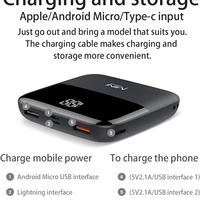 Batterie externe portable 10000mAh avec écran LED et double sortie USB, entrée Micro USB et Type-C 10W, idéale pour les cadeaux