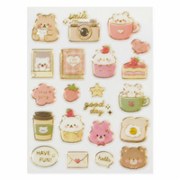 Autocollants décoratifs transparents en PVC pour journal personnalisé, scrapbook, style coréen mignon, vie quotidienne, Kawaii, feuille d'autocollants dorés